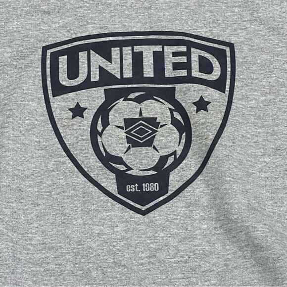 United Soccer Shield Logo Gray Navy Blue White Crew Neck Sweatshirt M - Picture 2 of 7